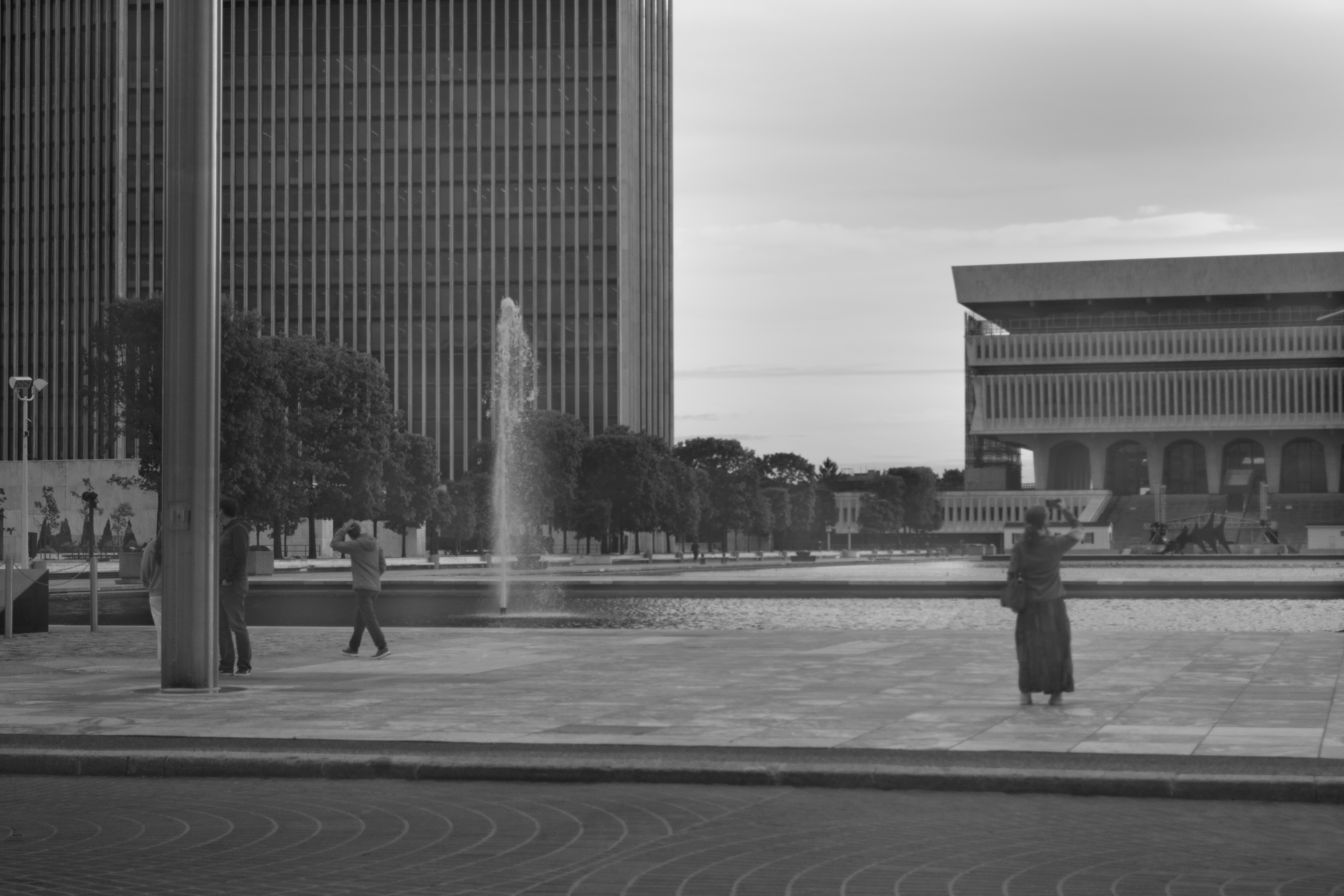 Black and white fountain photograph by Emily Taylor